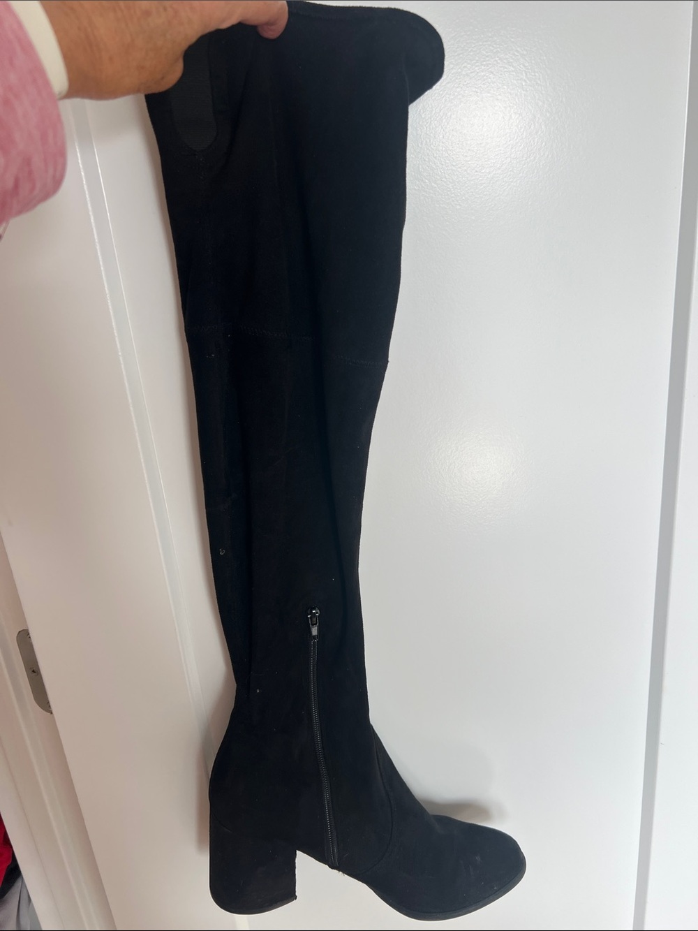 Women's Black Over-the-Knee Block Heel Boot